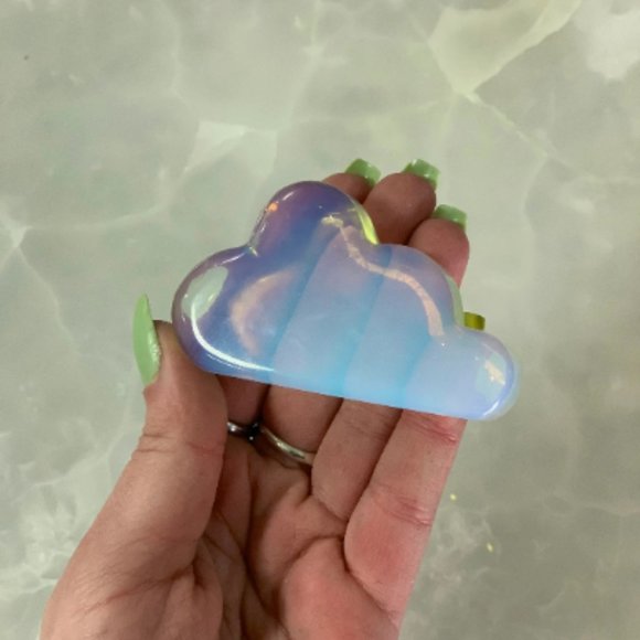 Puffy Opalite Cloud, Kid Room Decor, Office/Desk Art, Healing Stone, Hand Carved - Picture 2 of 6